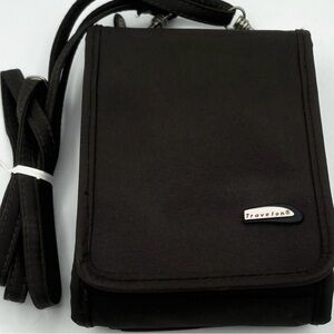 Travelon Black Passport Wallet Travel Bag Crossbody Magnetic Closure Organizer